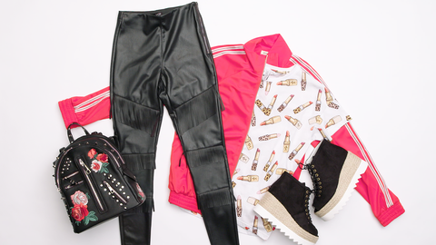 Облекло, розово, червено, панталон, панталони, спортно облекло, шрифт, активни панталони, дънки, джоб, 